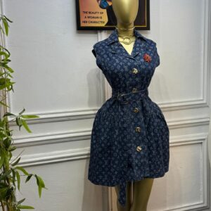 Sleevelesss louis vuitton Denim Belted Dress